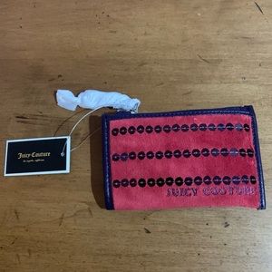 Retro Juicy Couture Dark Red Sequins and Velour Wallet Wristlet New with Tags